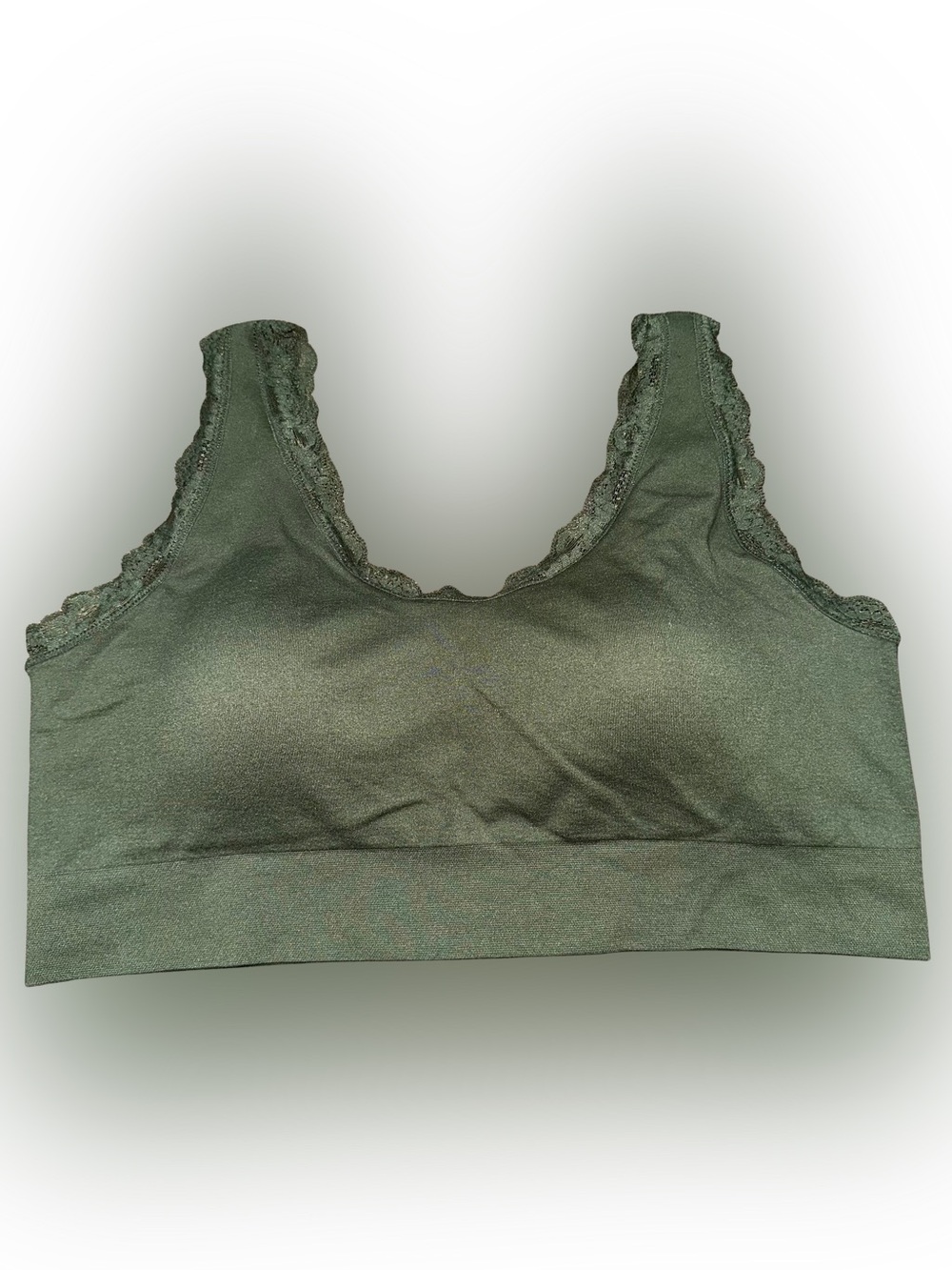 Torrid Seamless Bralette Bra 2X Green Pullover Wireless Lined Lace Trim